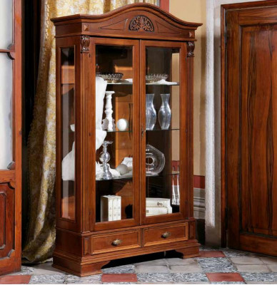 Showcase glass cabinet living room display case 2 doors baroque display cabinets