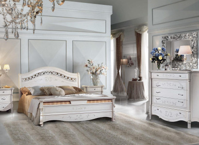 Bedroom 3-piece set bed 2x nightstand beds double hotel upholstered solid wood