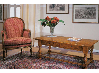 Armchair with Side Table Antique Style Furniture Solid Wood Table Armchair Set 2-piece New