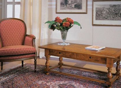 Armchair with Side Table Antique Style Furniture Solid Wood Table Armchair Set 2-piece New
