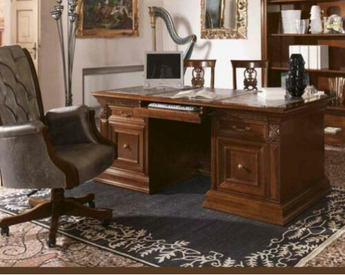Office furniture, study room, armchair, office furniture, executive armchair, baroque, rococo, 3-piece, solid wood.