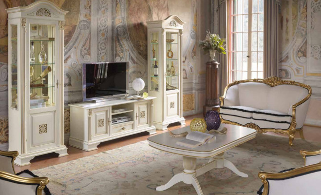 Living room unit display cabinet console wall unit glass display cabinets solid wood living room 3-piece set