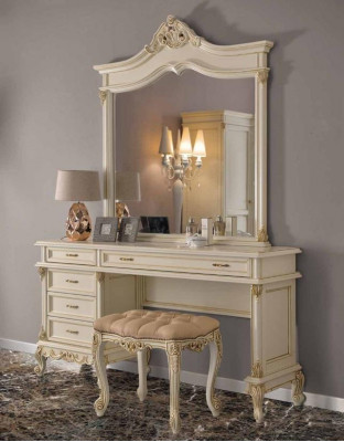 Baroque Rococo Dressing Table Console Tables + Stool Hairdressing Table Make Up Table Solid Wood