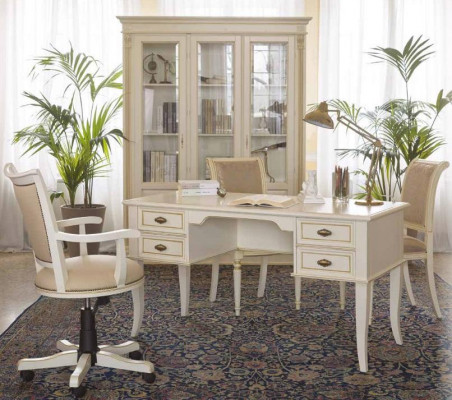 Desk set 3-piece office ensemble solid wood table executive chair cabinet furnishing new