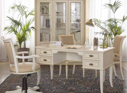 Desk set 3-piece office ensemble solid wood table executive chair cabinet furnishing new