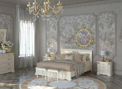 Bed, nightstand, dresser, 7-piece bedroom set, design luxury bedroom, solid wood.
