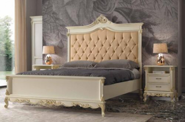 Chesterfield Design Bed Luxury Hotel Beds Solid Wood 180x200 Bedroom Italian Furniture