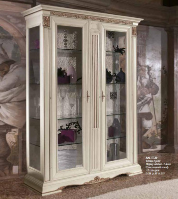 Display glass cabinet living room showcase 2-piece display cabinet Baroque Rococo Italian solid wood