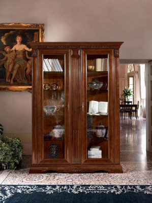 Classic display cabinet showcase display cabinet glass cabinet baroque rococo solid wood