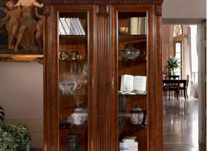 Classic display cabinet showcase display cabinet glass cabinet baroque rococo solid wood