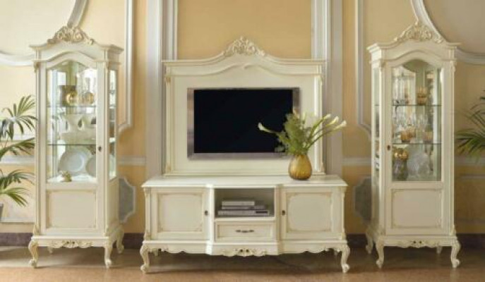 Classic Living Room Wall Unit Display Cabinet Sideboard RTV Shelf Walls 3-piece Solid Wood.