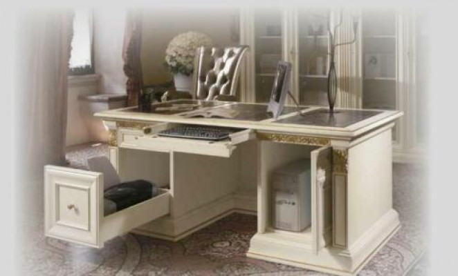 Desk Office Table Noble Solid Wood Tables Baroque Rococo Antique Style 186x91cm New