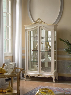 Showcase cabinet display living room solid wood cabinets design baroque rococo white new