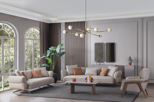 Luxury Modern Living Room Set 4-piece 4+3 Seater Armchair and Coffee Table New