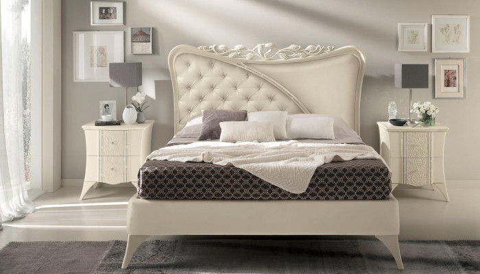Bedroom bed nightstand console wardrobe modern wood luxury set 6-piece.