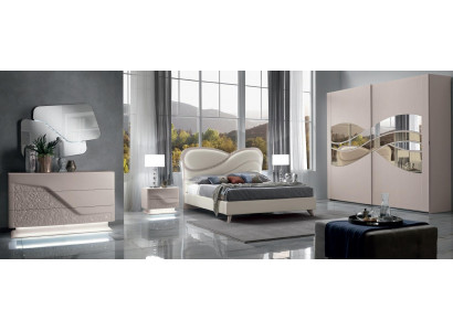 Bedroom Set 5-piece. Luxury Bed 2x Nightstand Dresser Wardrobe Wood New