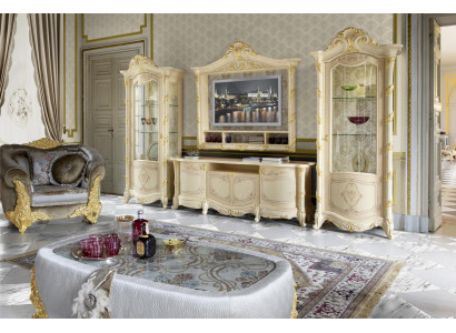 TV frame low board side RTV living room sideboard 2x display cabinet 4-piece set Italy