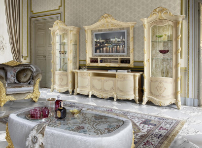 TV frame low board side RTV living room sideboard 2x display cabinet 4-piece set Italy