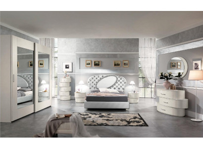 Luxury Set 7-piece Bedroom Bed Nightstand Dresser Mirror Wardrobe New