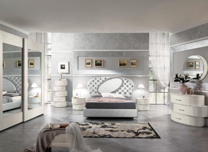Luxury Set 7-piece Bedroom Bed Nightstand Dresser Mirror Wardrobe New