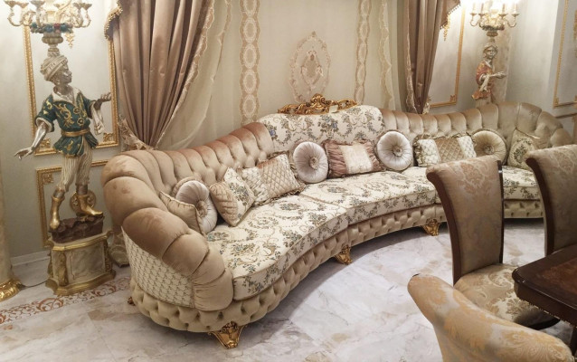 Living landscape corner sofa round couch seating upholstery sofa luxury furniture sofas Italy