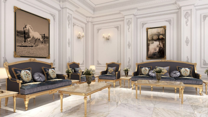 Living landscape sofa couch 6-piece set 3-seater, 2-seater, 1-seater, coffee table, 2x side table