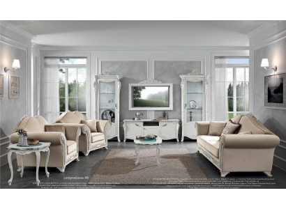 Classic 9-piece living room set in beige and white colors