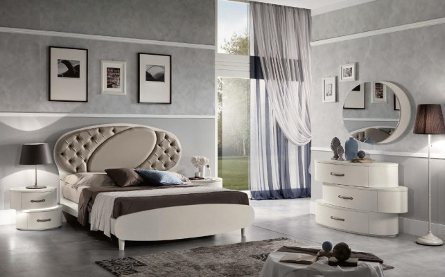 7-piece set bedroom bed nightstand dresser mirror wardrobe