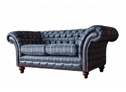 Design Chesterfield Textile Luxury 2-Seater Fabric Couch Upholstered Sofa New