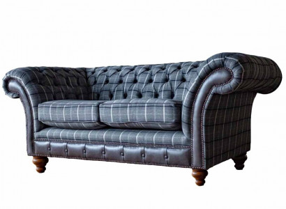 Design Chesterfield Textile Luxury 2-Seater Fabric Couch Upholstered Sofa New