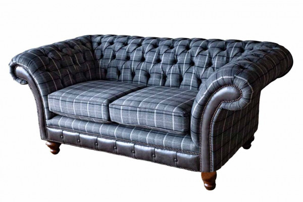 Design Chesterfield Textile Luxury 2-Seater Fabric Couch Upholstered Sofa New