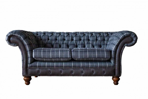 Design Chesterfield Textile Luxury 2-Seater Fabric Couch Upholstered Sofa New