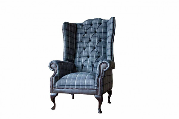 Wingback chair Chesterfield chair couch 1-seater sofa textile couches fabric