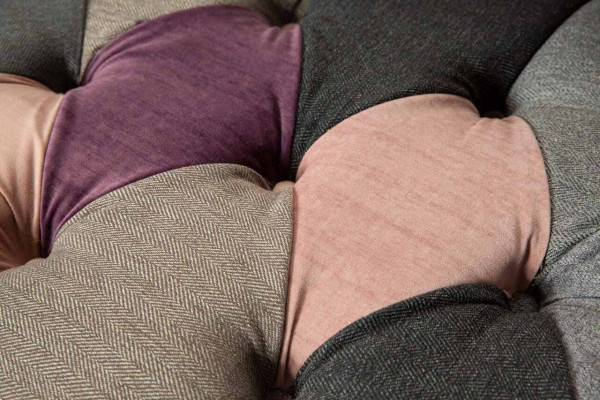 Chesterfield Fabric Sofa Couch Upholstery Design 2-Seater Textile Sofa Gray