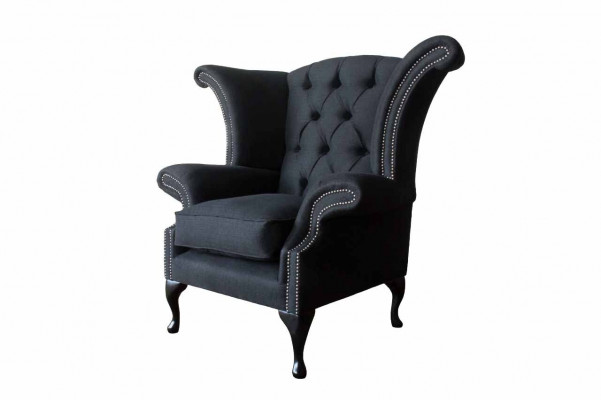 Chesterfield Textile Upholstered Sofa Design Armchair 1-Seater Wingback Chair
