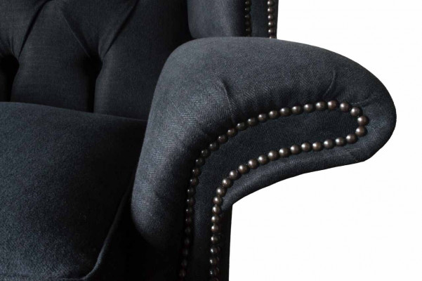 Chesterfield Textile Upholstered Sofa Design Armchair 1-Seater Wingback Chair