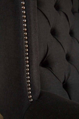 Wing chair armchair seater black design upholstery Chesterfield textile new