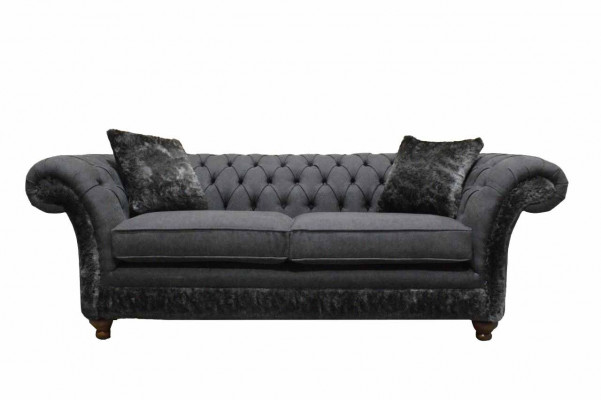 Sofa 3-seater Couch Textile Sofa Gray Design Furniture Sofas Couches Chesterfield