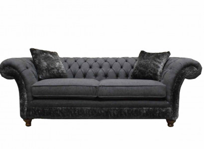 Sofa 3-seater Couch Textile Sofa Gray Design Furniture Sofas Couches Chesterfield