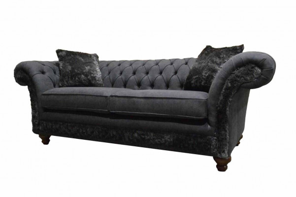 Sofa 3-seater Couch Textile Sofa Gray Design Furniture Sofas Couches Chesterfield