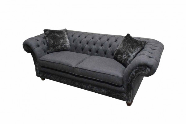 Sofa 3-seater Couch Textile Sofa Gray Design Furniture Sofas Couches Chesterfield