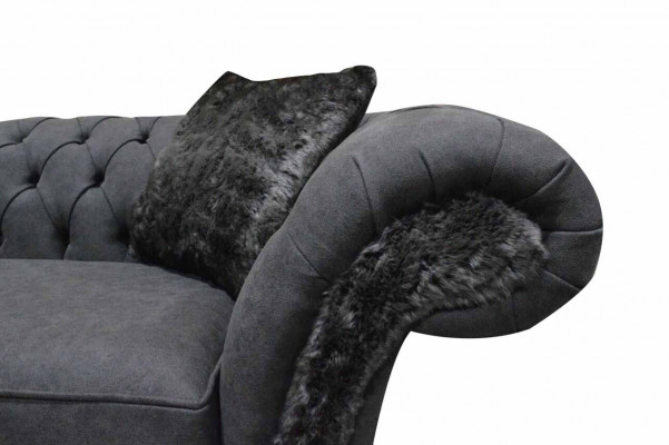 Sofa 3-seater Couch Textile Sofa Gray Design Furniture Sofas Couches Chesterfield