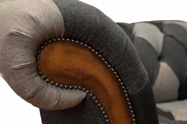 Chesterfield 3-seater couch upholstered in fabric, living room sofa, new