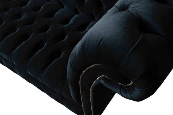 Sofa Luxury Textile Chesterfield Couch Upholstery 3-Seater Suite Blue Velvet
