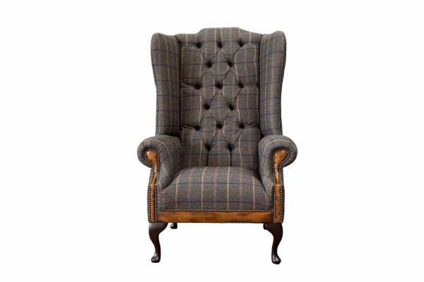 Chesterfield armchair couch upholstery 1-seater textile wingback chair upholstery