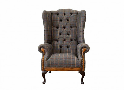 Chesterfield armchair couch upholstery 1-seater textile wingback chair upholstery
