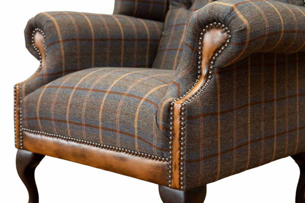 Chesterfield armchair couch upholstery 1-seater textile wingback chair upholstery