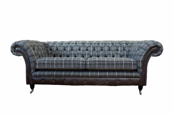 Sofa 3 seater sofas fabric couches design furniture three-seater gray Chesterfield