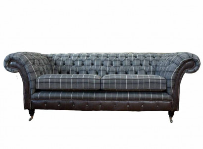 Sofa 3 seater sofas fabric couches design furniture three-seater gray Chesterfield