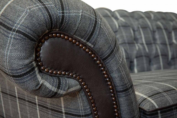 Sofa 3 seater sofas fabric couches design furniture three-seater gray Chesterfield
